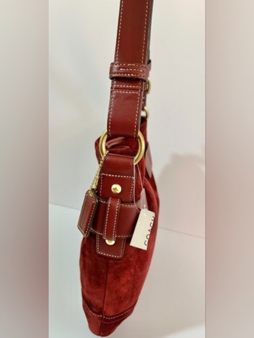 Coach Vintage (2006) Red/Burgundy Suede Soho Buckle Shoulder Crossbody NWT - Picture 4 of 15